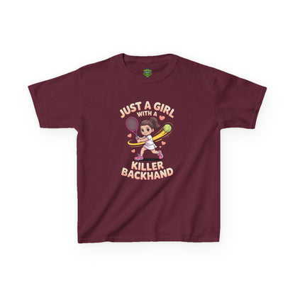 Kids Tennis Tee - Just a Girl with a Killer Backhand