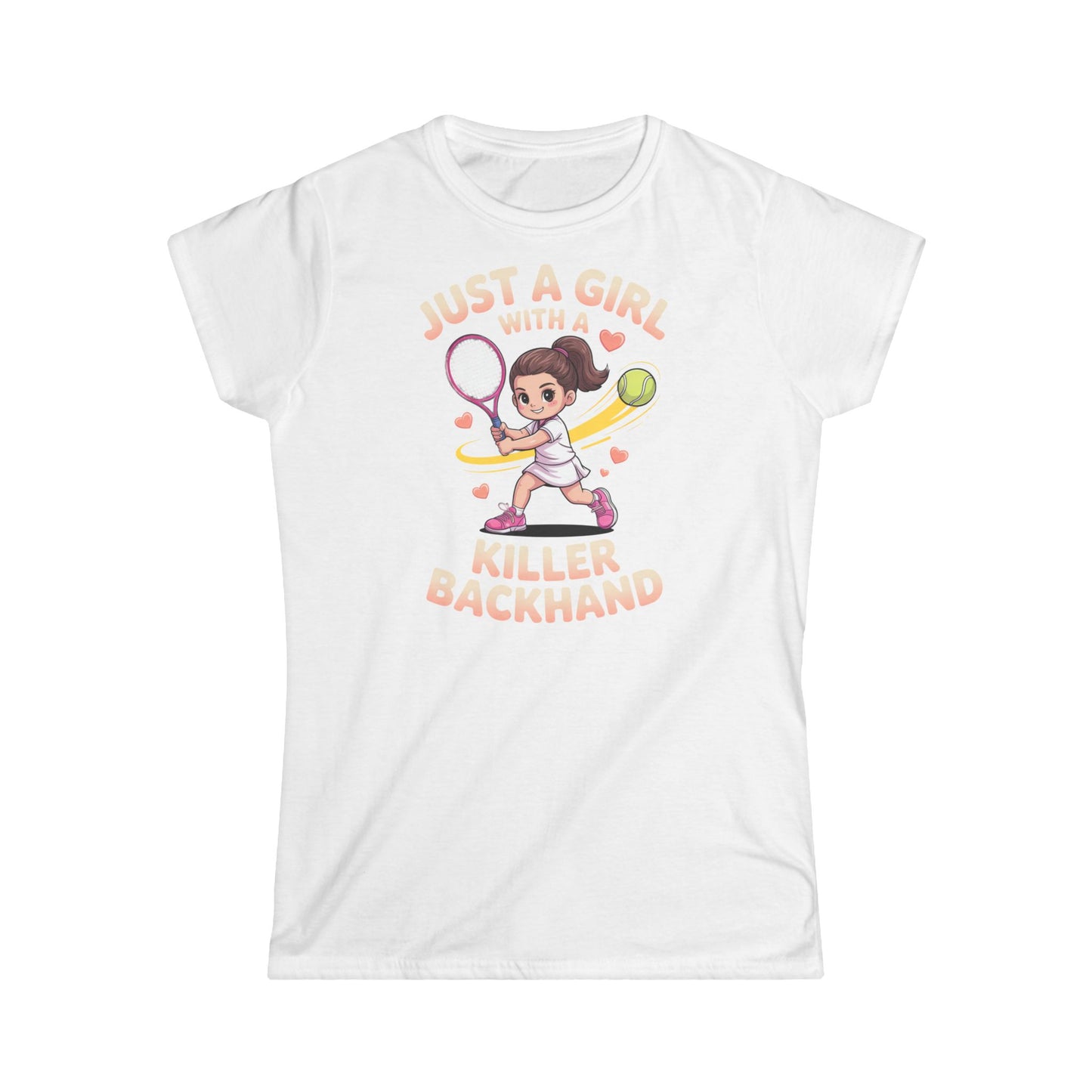 Just a Girl with a Killer Backhand Women's Softstyle Tee - Perfect for Tennis Lovers