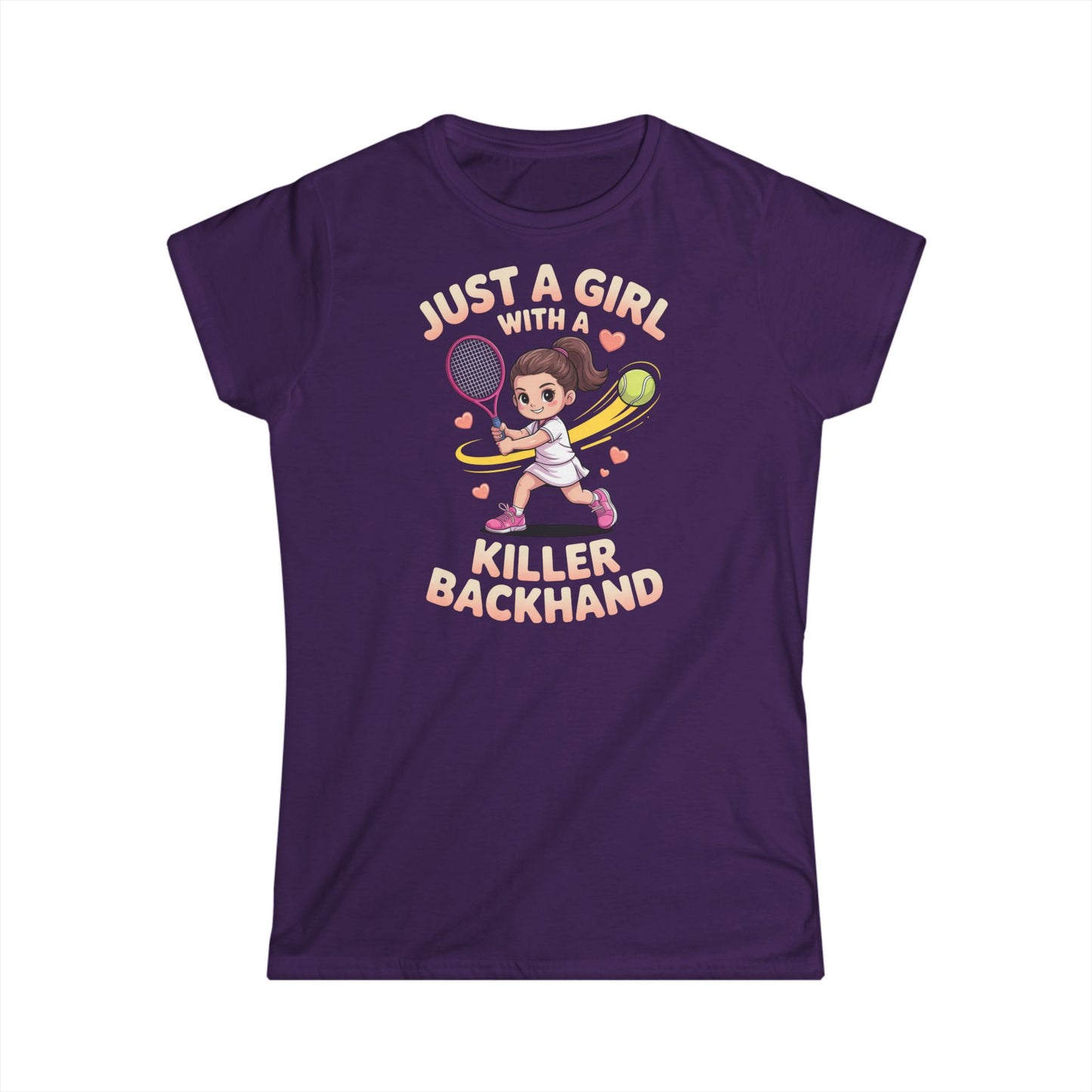 Just a Girl with a Killer Backhand Women's Softstyle Tee - Perfect for Tennis Lovers