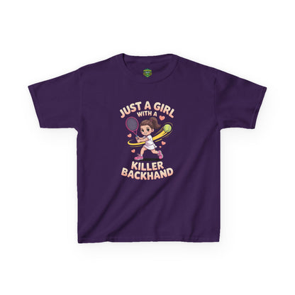 Kids Tennis Tee - Just a Girl with a Killer Backhand
