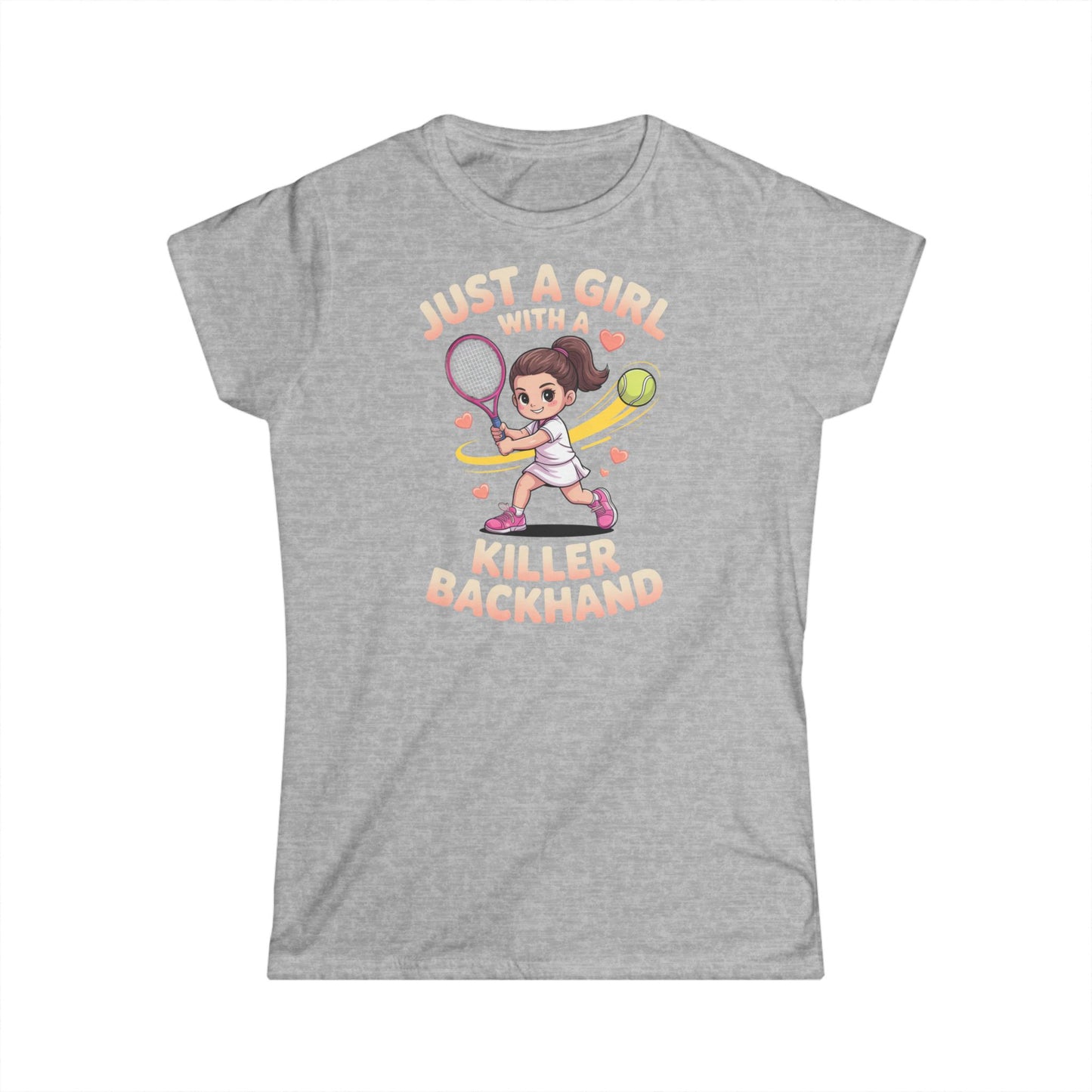 Just a Girl with a Killer Backhand Women's Softstyle Tee - Perfect for Tennis Lovers