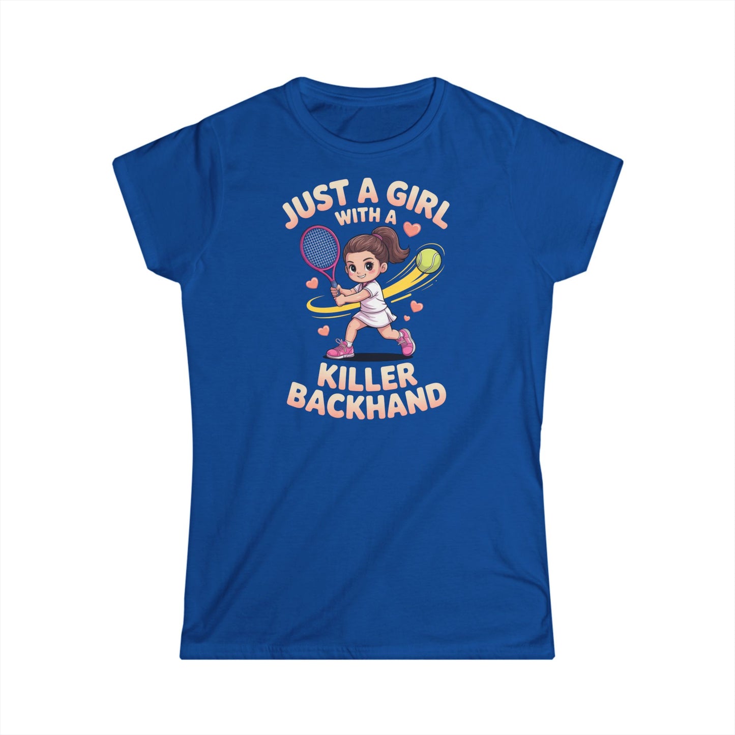 Just a Girl with a Killer Backhand Women's Softstyle Tee - Perfect for Tennis Lovers