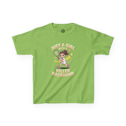Kids Tennis Tee - Just a Girl with a Killer Backhand