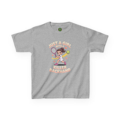 Kids Tennis Tee - Just a Girl with a Killer Backhand